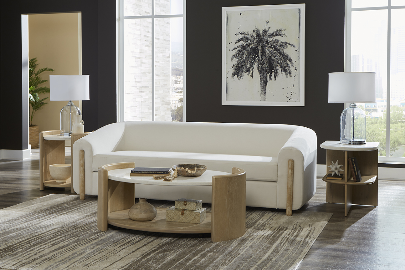 Melia Round End Table with Quartz Top Palmetto Home